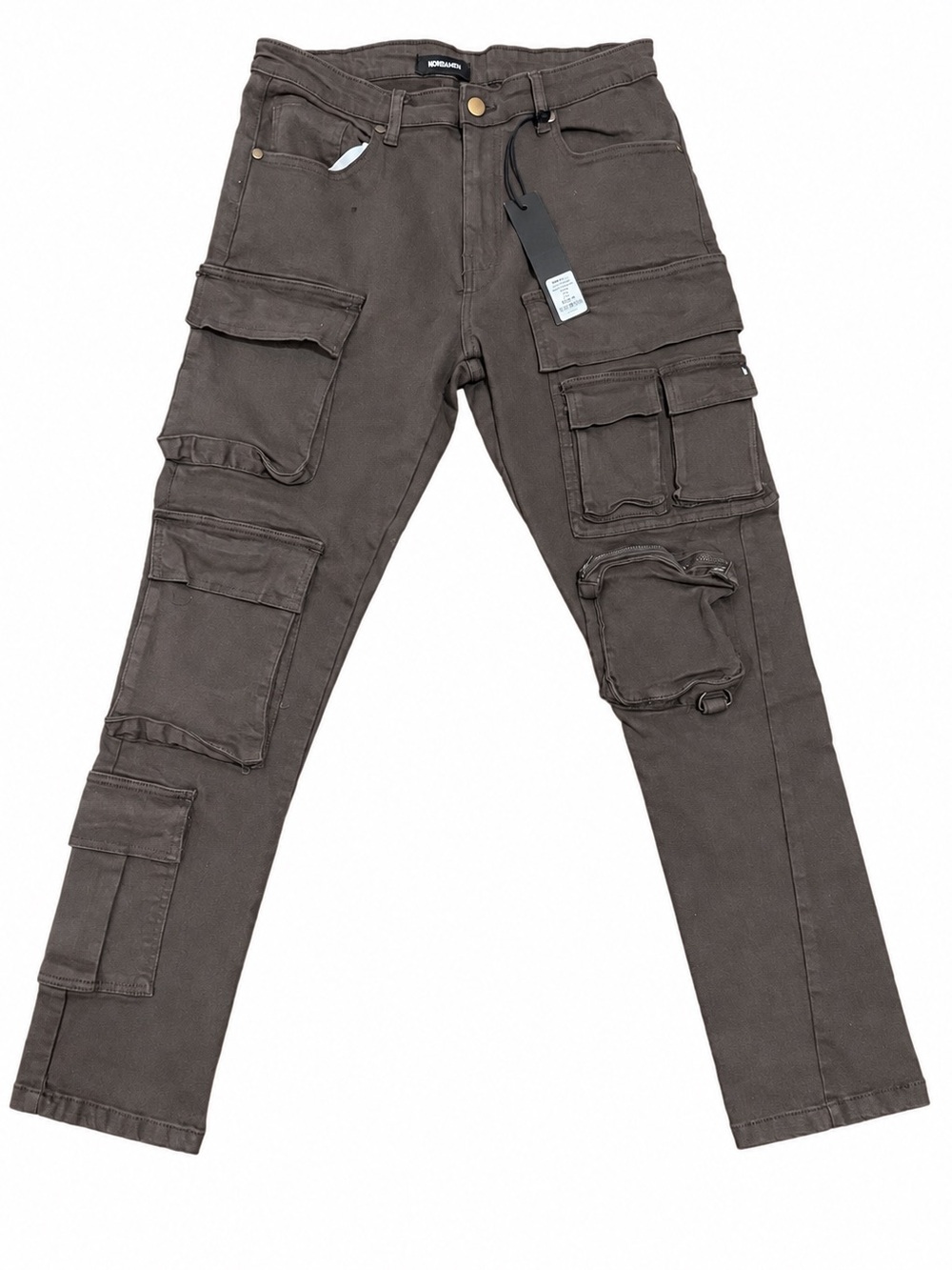 Fashion Nova Men More Than One Cargo Pocket Slim Jeans Brown 34x32